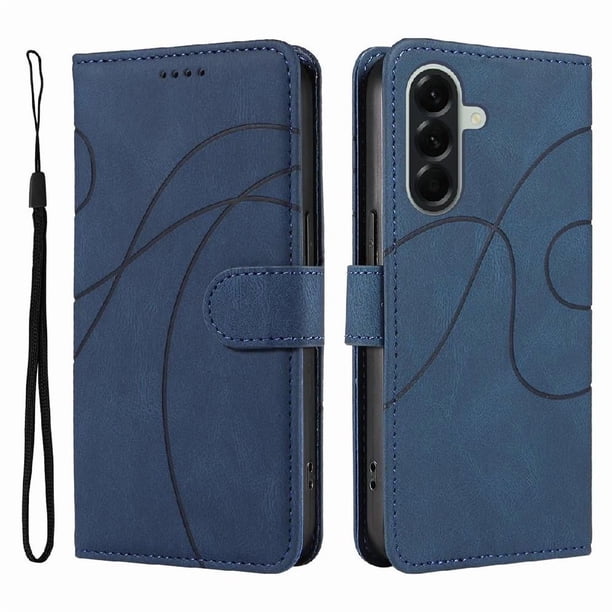 Funda tipo cartera con tapa para Samsung Galaxy A57 5G con tarjetero, soporte y cubierta magnética Azul