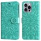 thumbnail image 1 of Funda tipo cartera FOXDOCK para iPhone 16 Pro , diseño girasol en relieve, cuero PU, cierre magnético, soporte y tarjetero, 1 of 5