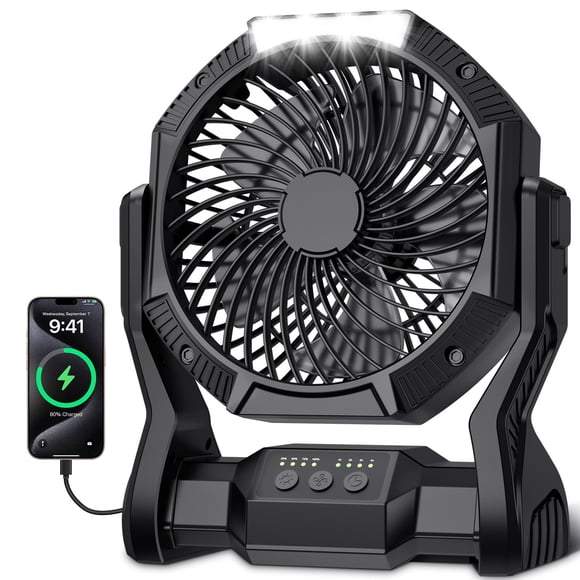 Ventilador Portátil Aynvixt 20000mAh Luz LED Temporizador 4 Velocidades