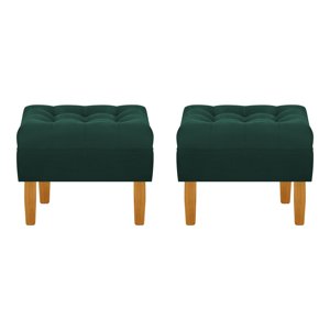 Bodevir - Set Pouf Wood 1C Felpa 04 Verde Botella