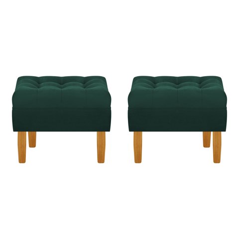 Bodevir - Set Pouf Wood 1C Felpa 04 Verde Botella
