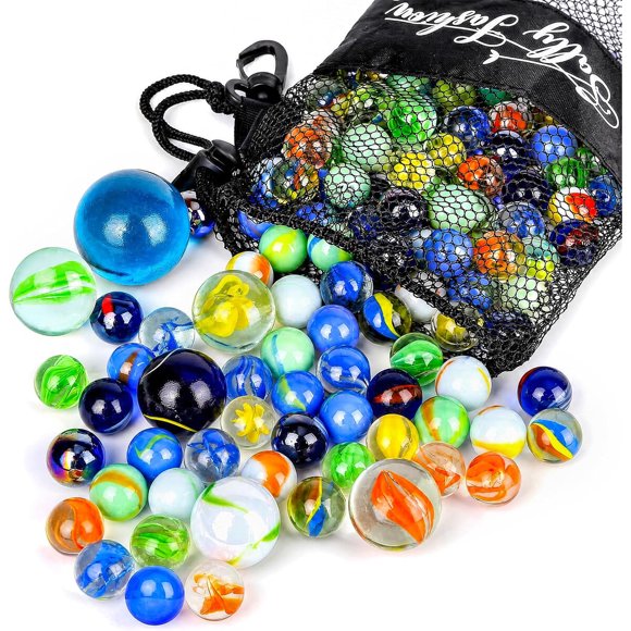 SallyFashion 66 PCS Glass Marbles, 3 Assorted Size, Colored
