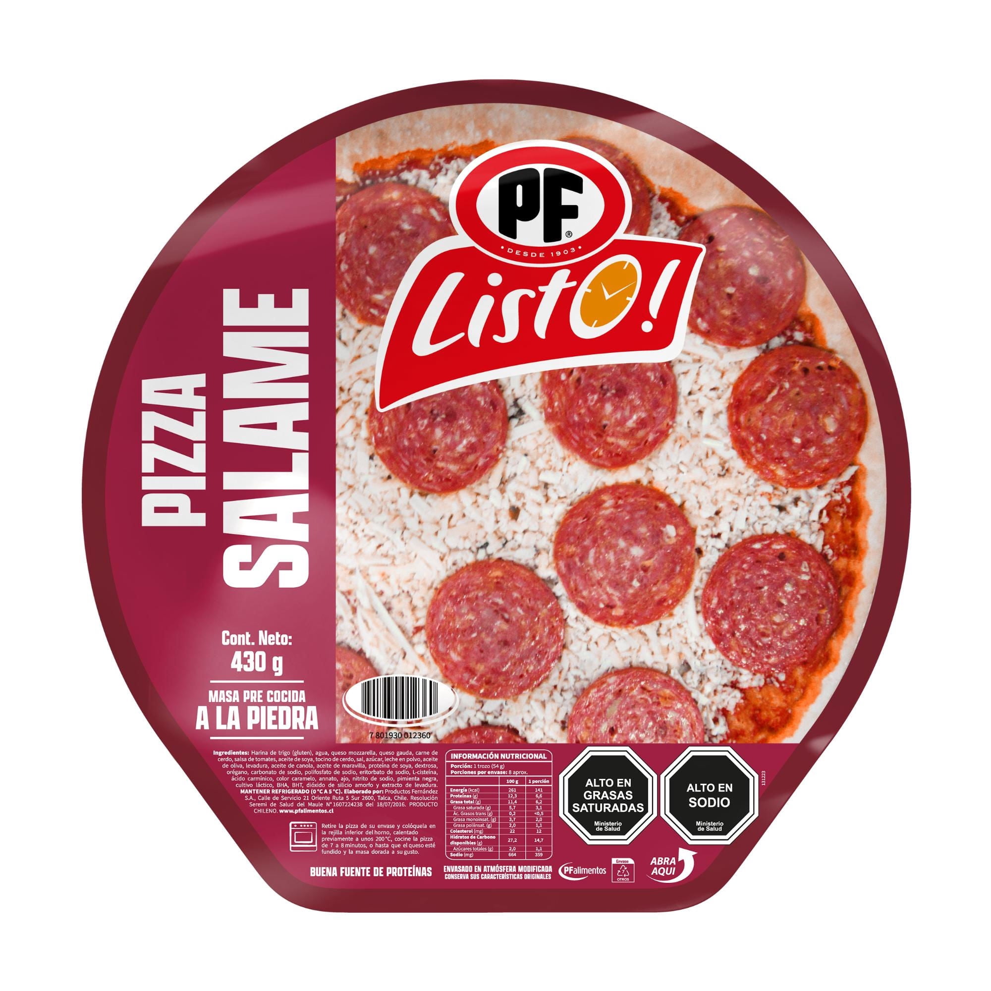 Pizza Salame 1 Un 430 gr Pf Listo