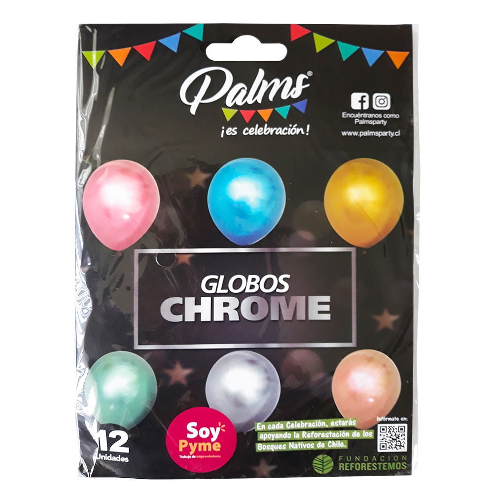 Set 12 Globos Chrome, Color Surtido 1 Un Palms