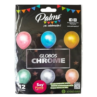 Set 12 Globos Chrome, Color Surtido 1 Un Palms