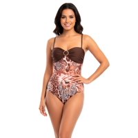 Samia - Traje De Baño Una Pieza Reductor Strapless Café