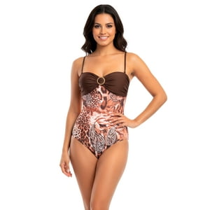 Samia - Traje De Baño Una Pieza Reductor Strapless Café
