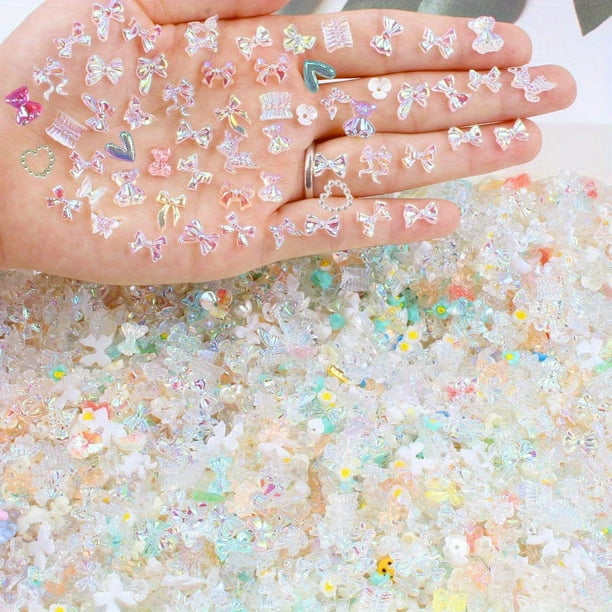 50PCS Nail Charms Cute Accessories Candy Mixed Resin Acrylic Nail Art Tips Rhinestones Decor DIY Manicure Supplies