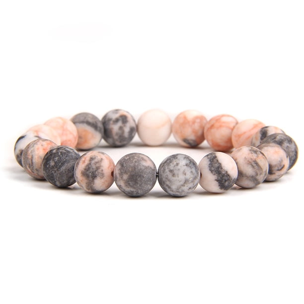 Gorgeous Matte Natural Pink Zebra Jasper Stone Bracelet - Perfect for Yoga, Meditation, Relaxation & Anxiety Relief - A Perfect Gift for Women & Couples!