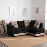 Mexx Muebles - Sofa Seccional Bali Felpa Negro
