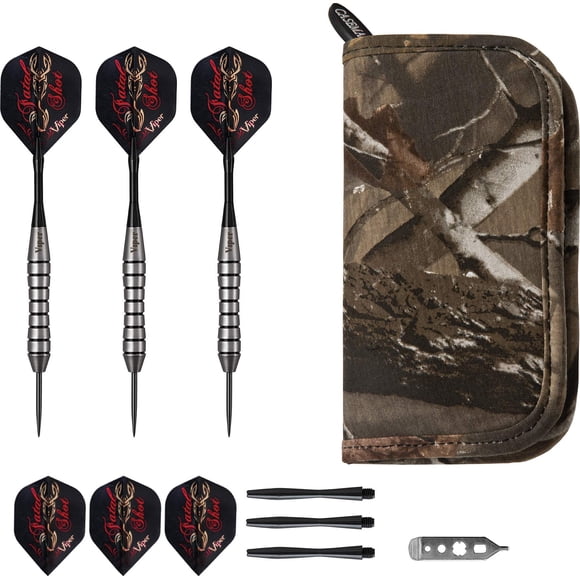 Darts Viper Fatal Shot con punta de acero, 24 g, con Casemaster Realtree