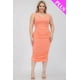 thumbnail image 2 of Saronite Vestido Midi Ajustado sin Mangas, Elástico, Fruncido y con Escote Cuadrado, Color Flamenco (Talla Grande para Mujer), 2 of 5