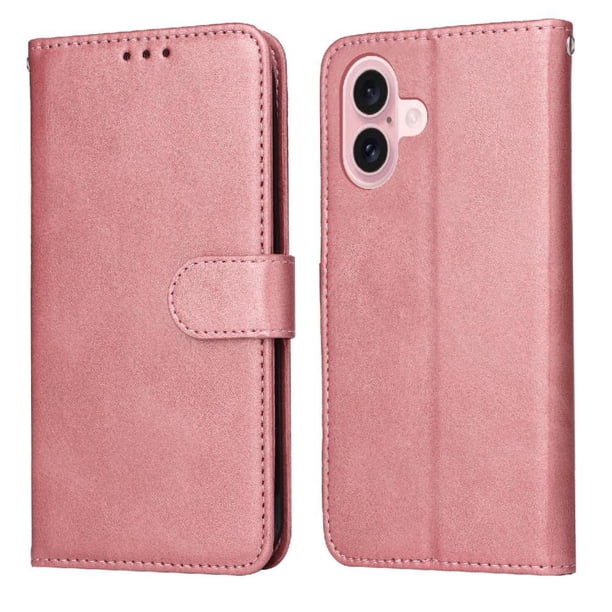 Funda Billetera para iPhone 16 Plus con Porta Tarjetas y Soporte Ajustable Rosa