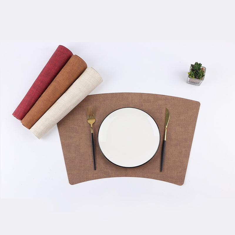 Xmhytop Juego De 4 Manteles Individuales De Piel Sintética, Impermeables, Fáciles De Limpiar, Resistentes Al Calor Y Antideslizantes Para Uso Interior Y Exterior, 50*29cm, Estilo D, Marrón