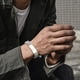 thumbnail image 4 of Pulsera de acero inoxidable para hombre, con cadena cubana de eslabones, resistente y con cierre, ideal para novios, joyas de moda para papá, regalos para él, 21 cm., 4 of 6
