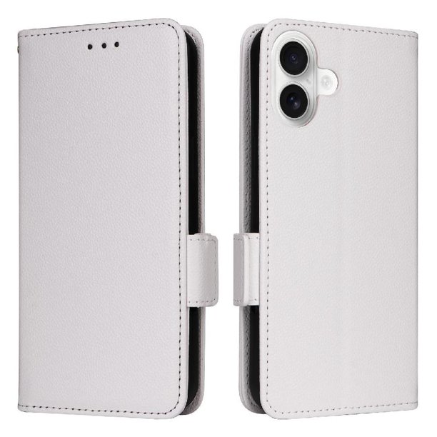 Funda Cartera para iPhone 16 Tapa Flip con Ranuras y Soporte Blanco