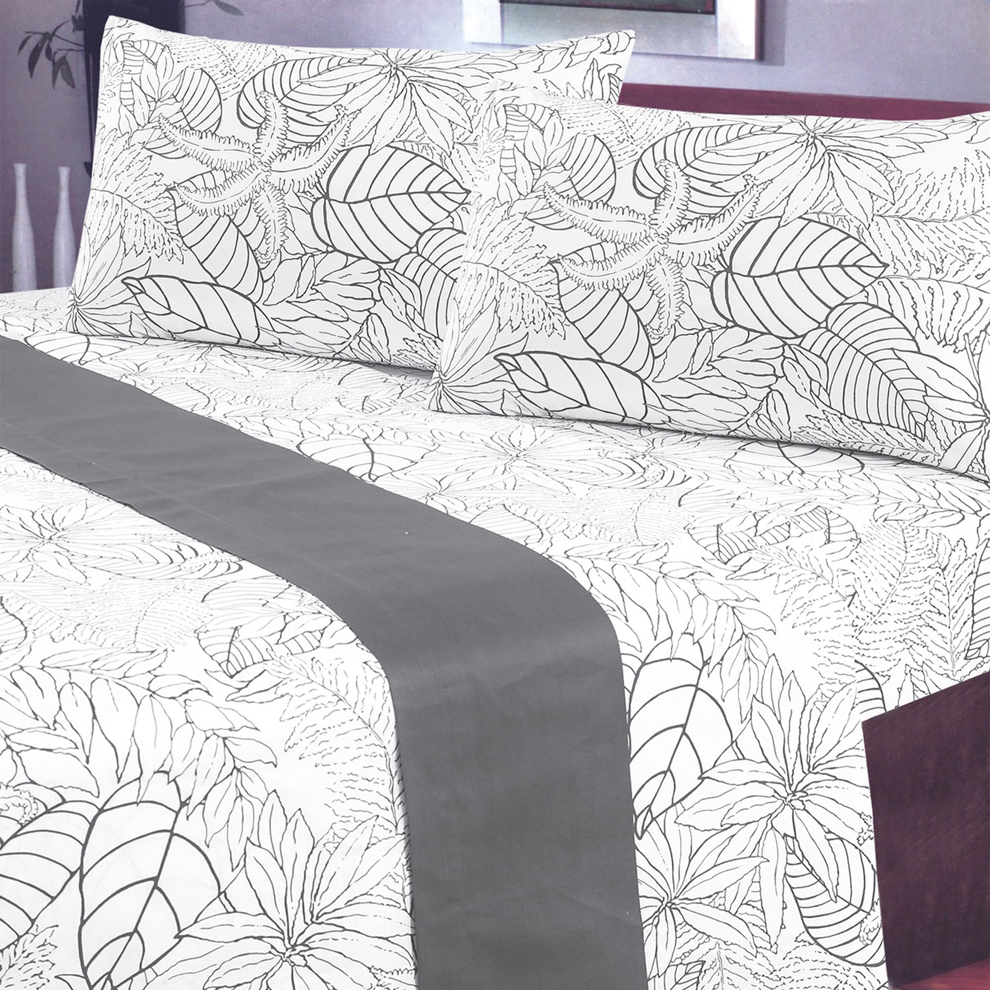 Mallorca - Juego De Sábanas T144 2 Plazas Borneo Grafito