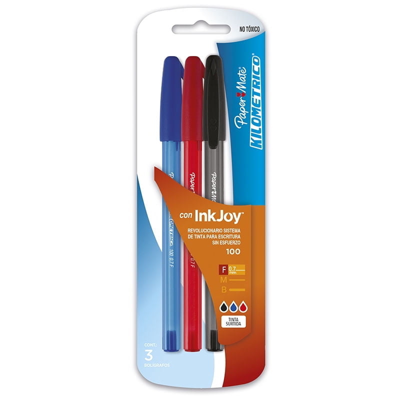 Pack De Bolígrafos 0.7 Mm Punta Fina / 3 Colores Paper Mate