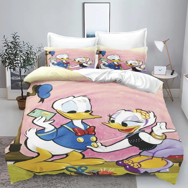 x861 Bed SheetsCartoon animation Donald Duck bedding set soft polyester digital printing exquisite set luxury birthday gift set 3-Piece Bedding Set (1 Duvet Cover + 2 Pillow Shams) nj861