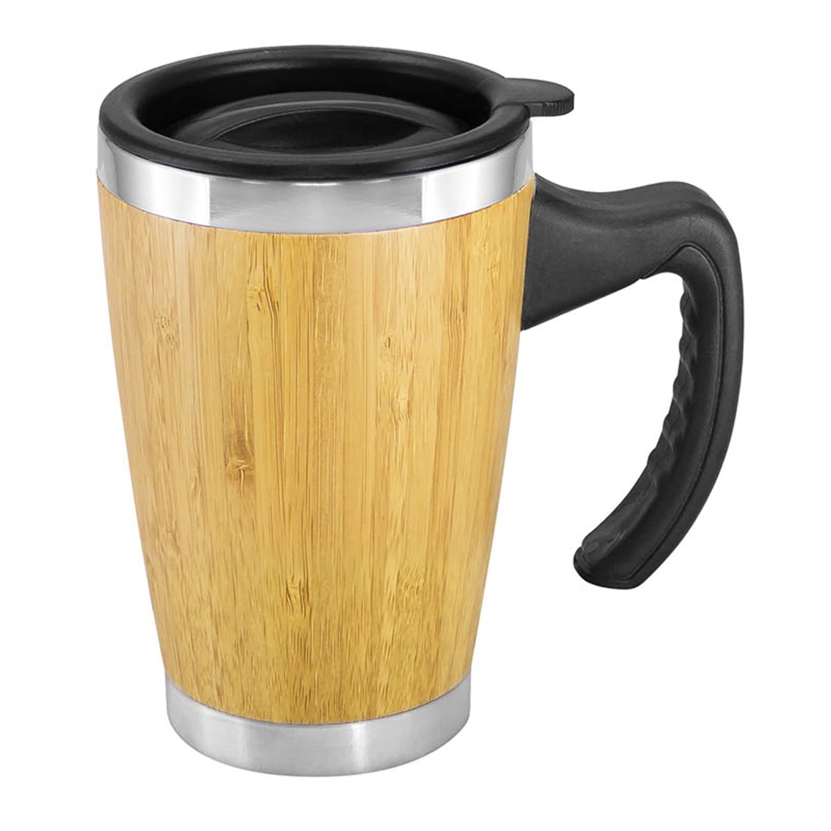 Importclick - Mug Taza Madera Bambú Con Asa Y Tapa Ecológico 400 Ml