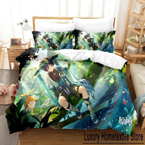 New Game Genshin Impact Scaramouche Bedding Set three-piece set Adult Kid Bedroom Duvet cover Sets Kawaii Game Bed Sheets