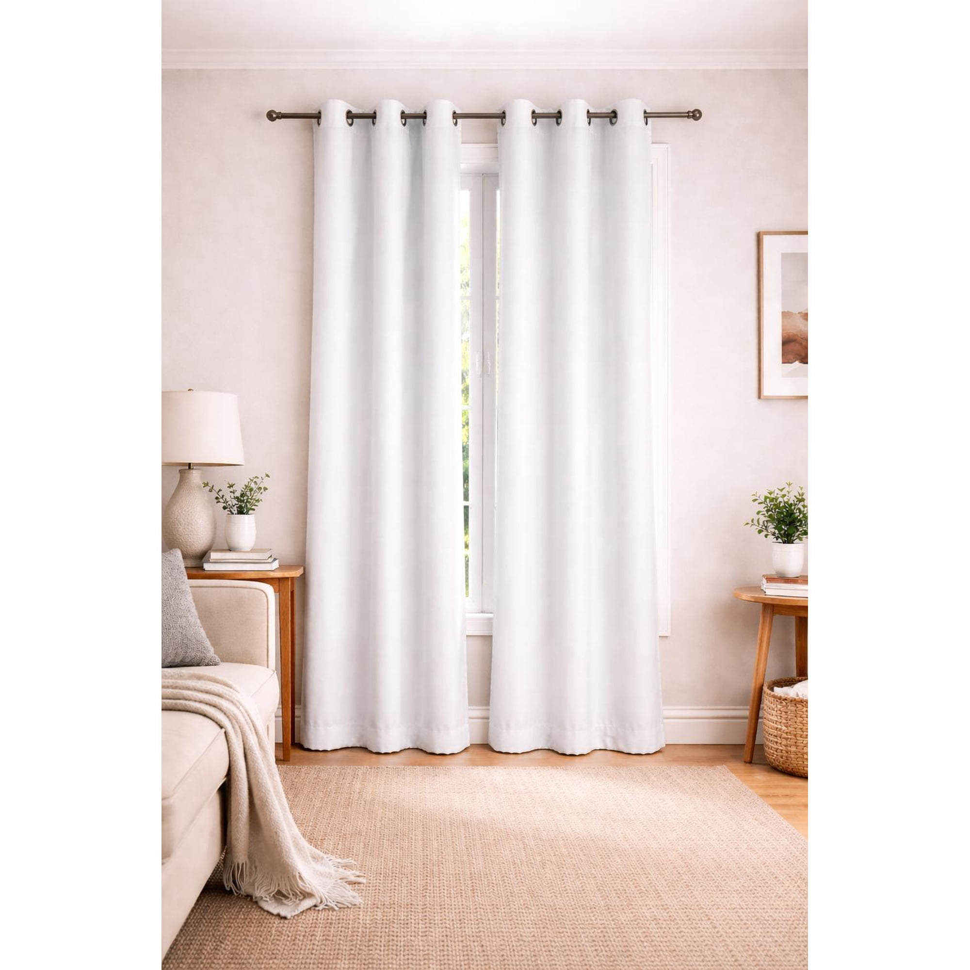 Clems - Cortina 100% Blackout De Tela Engomada 2 Paños Blanco