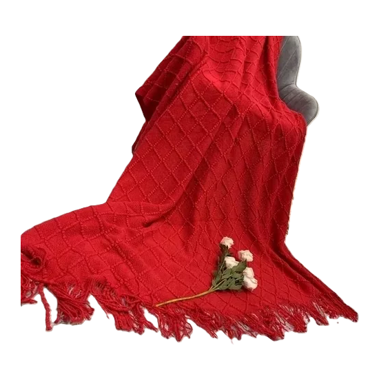 Genérico - Manta Decorativa Tejida Para Sillón, Piecera O Cama Color Rojo