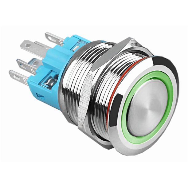 Pulsador Metálico 22mm ip67 7a Anillo Led a 250v Doble Nc Na