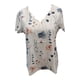 thumbnail image 3 of Floral Print Scallop Trim T-Shirt, Casual V Neck Short Sleeve T-Shirt For Spring & Summer, Women's Clothing, 3 of 3