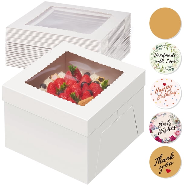Cajas para tartas Kootek, 15 unidades, 30 x 30 x 20 cm, con ventana para tartas de varias capas