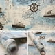 thumbnail image 2 of 1 Roll, Nautical Mediterranean Compass Printed Wallpaper For Kids Room, Waterproof Peel And Stick Wallpaper , Refrigerator Speaker Dryer Cabinet Oven Appliance Furniture Renovation Sticker, Room Kitc, 2 of 2