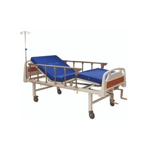 Glomed - Cama Clínica Manual 2 Pos Plus + Colchón Impermeable 8Cm Beige