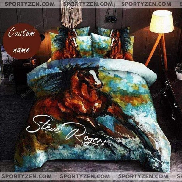Horse Color Beautiful Custom Name Quilt Duvet Cover Set Bedspread Home Textiles3-Piece Bedding Set