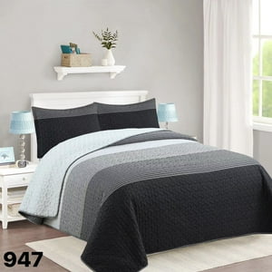 Genérico - Cubrecama Quilt Sherpa King - Negro Matiz M947