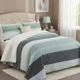 thumbnail image 2 of Cubrecama Quilt Sherpa 2pl Verde Menta Gris Y Blanco. Diseño A Franjas Horizontales, 2 of 3
