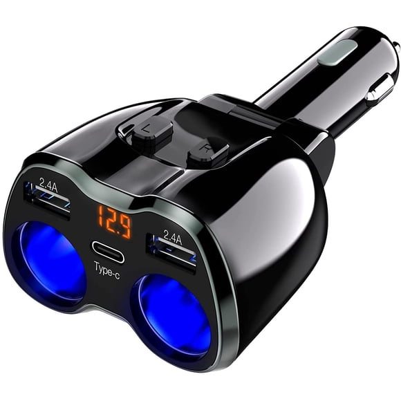 Cargador de coche Otium USB C con 2 enchufes, encendedor de cigarrillos, 80 W
