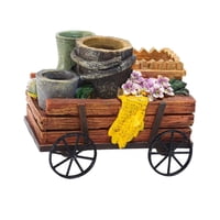 Ioensy - Maceta Creativa Para Carrito De Flores, Duradera, Para Adorno De Patio Al Aire Libre, Carrito De Cuatro Ruedas