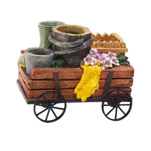 Ioensy - Maceta Creativa Para Carrito De Flores, Duradera, Para Adorno De Patio Al Aire Libre, Carrito De Cuatro Ruedas