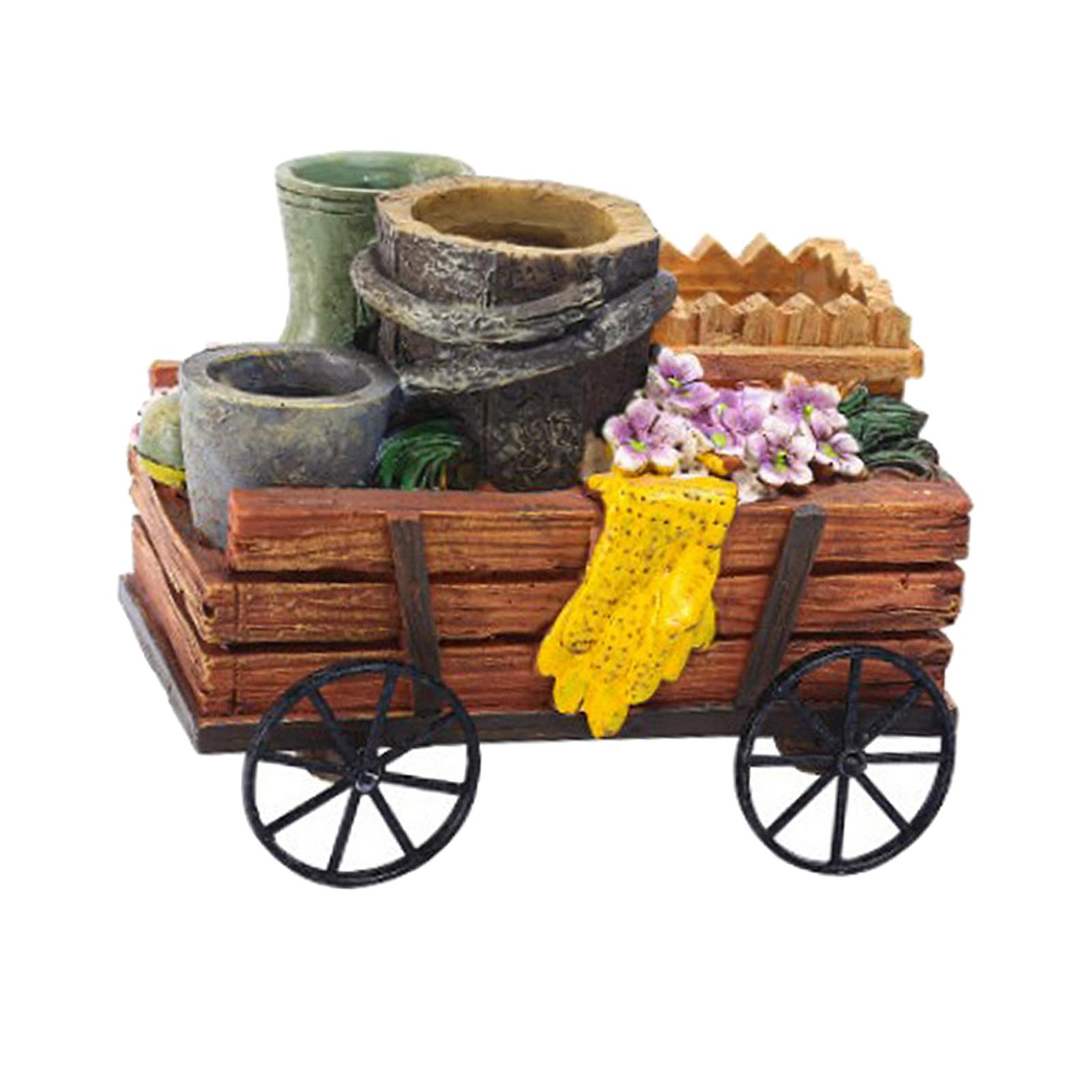 Ioensy - Maceta Creativa Para Carrito De Flores, Duradera, Para Adorno De Patio Al Aire Libre, Carrito De Cuatro Ruedas