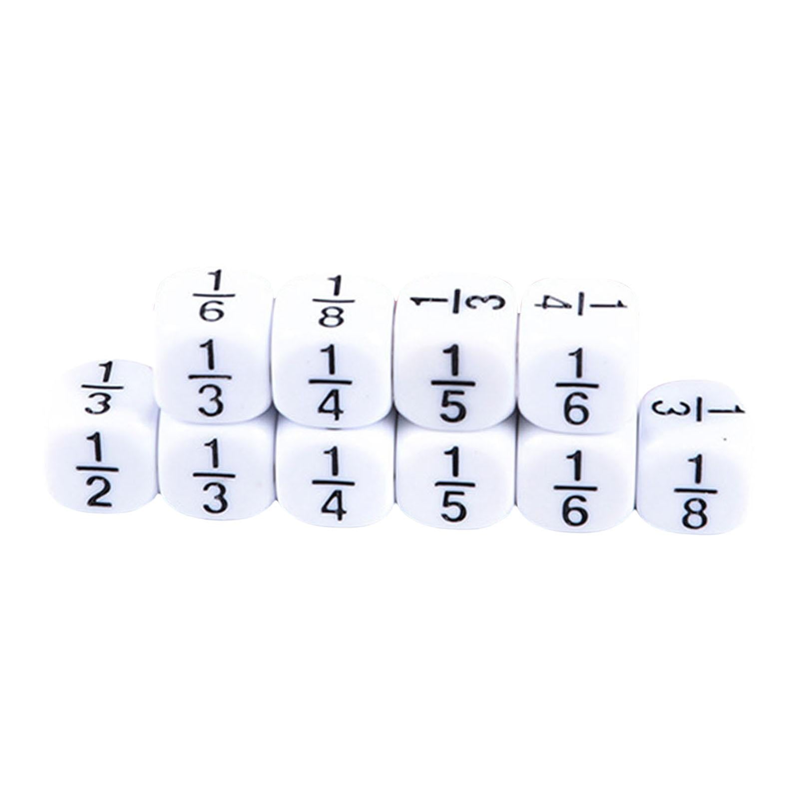Magideal - 10 Piezas De Dados De Fracción De Cuarto Grado, Dados Educativos De Matemáticas Montessori Número Fraccional Dados De Fracción Equivalencia Juegos De Blanco