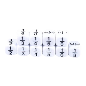 Magideal - 10 Piezas De Dados De Fracción De Cuarto Grado, Dados Educativos De Matemáticas Montessori Número Fraccional Dados De Fracción Equivalencia Juegos De Blanco