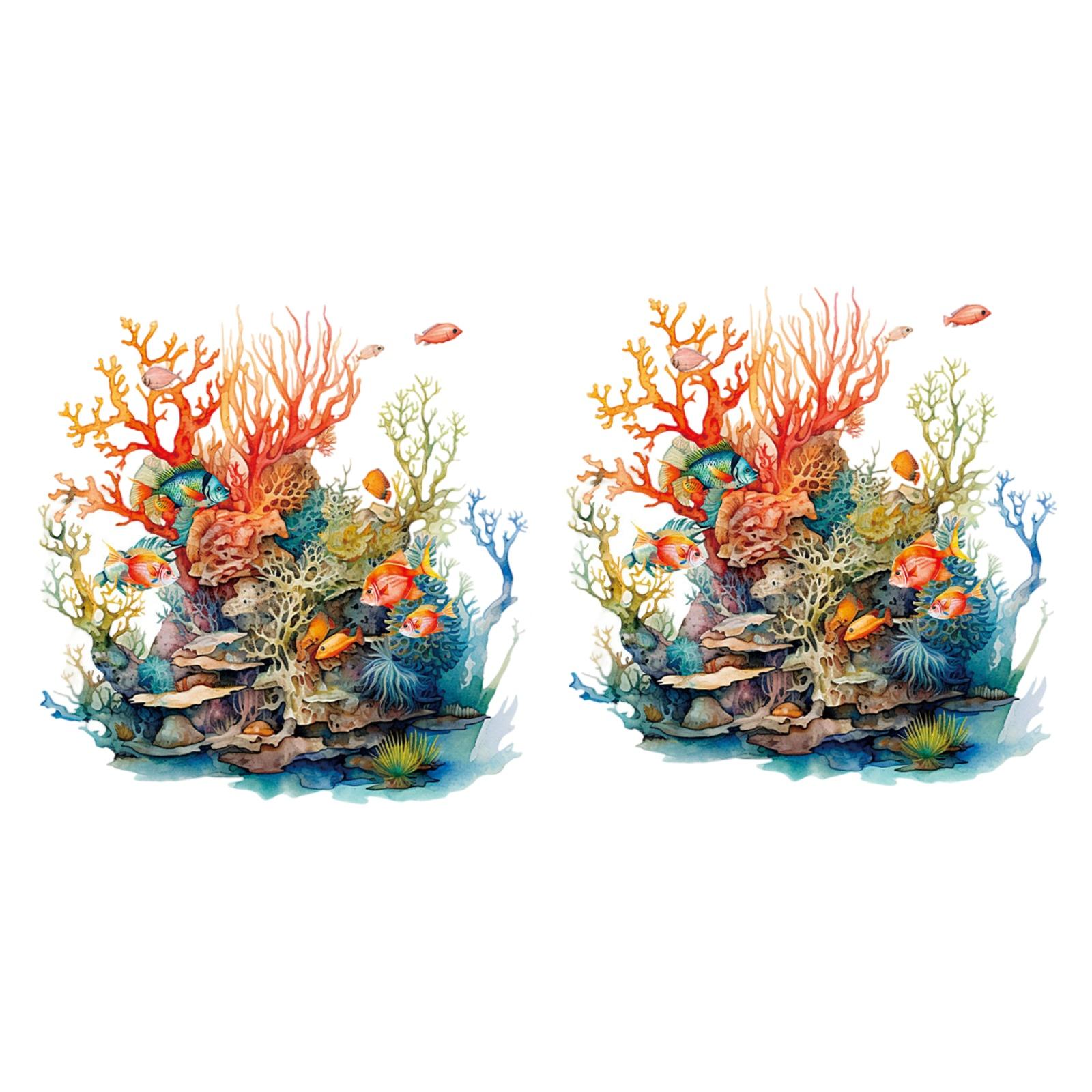 Bothyi - 2 Pegatinas Para Inodoro Con Diseño De Océano, Para Tapa De Inodoro, Para Baño, Habitación De Niños, Ventana, Pez