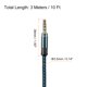 thumbnail image 2 of Cable Auxiliar Uxcell 0.14" Macho a Macho Trenzado de Nylon 10Ft Cordón Auxiliar Azul, 2 of 4