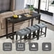 thumbnail image 2 of 4 Piece Bar Table Set with Power Outlet,Bar Table Set with Chairs,Sofa Bar Table with Stools,Behind Couch Table with 3 Padded Stools,for Living Room,Dining room, Dark Gray, 2 of 3