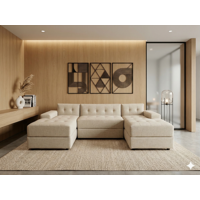 Muebles New - Sofa U Seccional Beige Lino