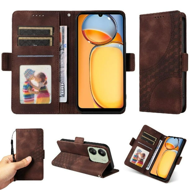 Carcasa FOXDOCK Xiaomi Poco M6 5G de cuero PU, diseño acolchado clásico, protección contra caídas y rayones