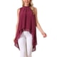 thumbnail image 1 of INSPIRE CHIC Blusas de Mujer de Chifón Cuello Alto Sin Mangas con Lazo en la Espalda Dobladillo Alto Bajo Camisa de Verano Vino Rojo S, 1 of 6