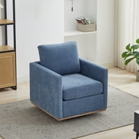 M&Ms - 30.7""W Square Upholstered Swivel Accent Chair And Comfy Accent Single Sofa Chair, 360 Degree Club Chair, Lounge Armchair For Living Room Bedroom Apartment Nursery. Blue