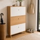 thumbnail image 2 of Zapatero Organizador Nórdico Madera y Blanco con 3 Puertas Abatibles para Entrada Hall 80x17x120cm, 2 of 6