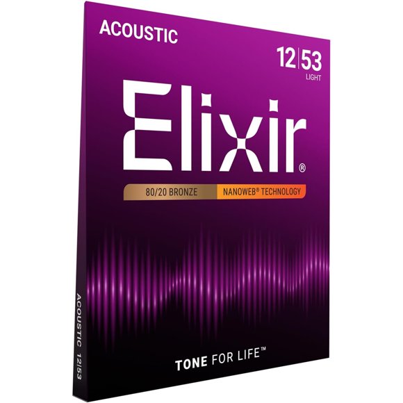 Elixir 8020 Bronze NANOWEB Acoustic Guitar Strings, 6-String Set